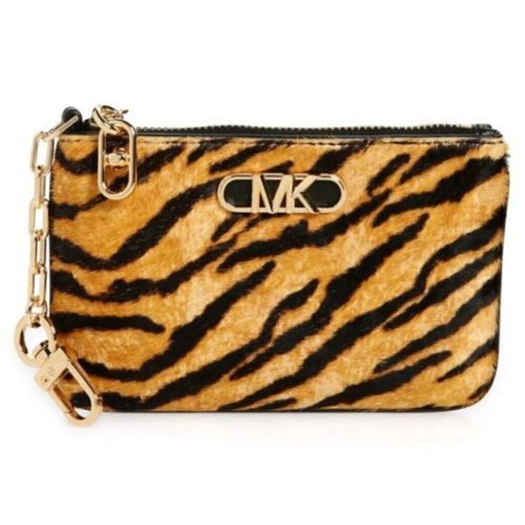 Michael Kors 32F2G7PD1H Animal Print Calf Hair Parker Card Holder Coin Purse - Picture 2 of 4